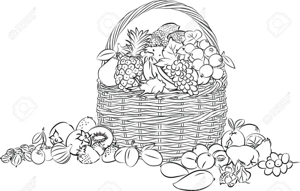 Раскраска овощи и фрукты вместе
