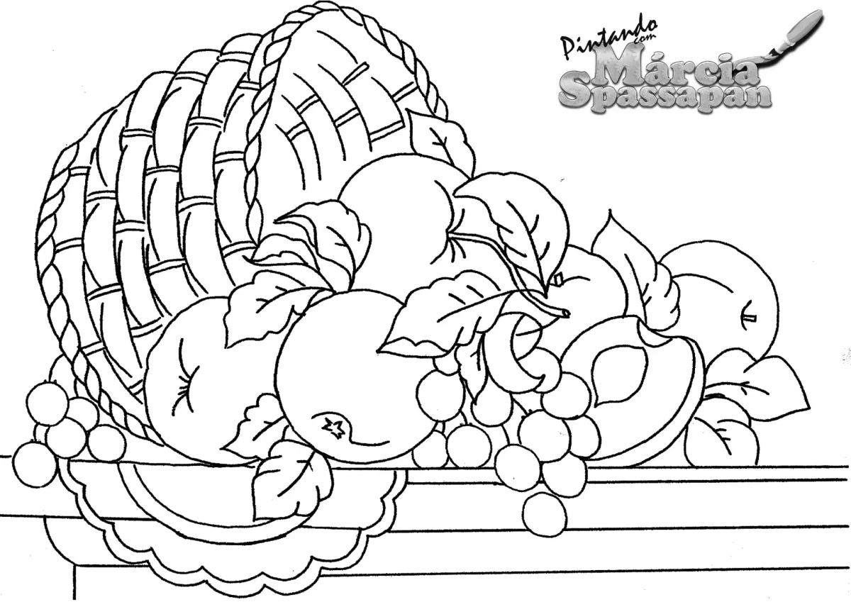 Корзина с фруктами раскраска