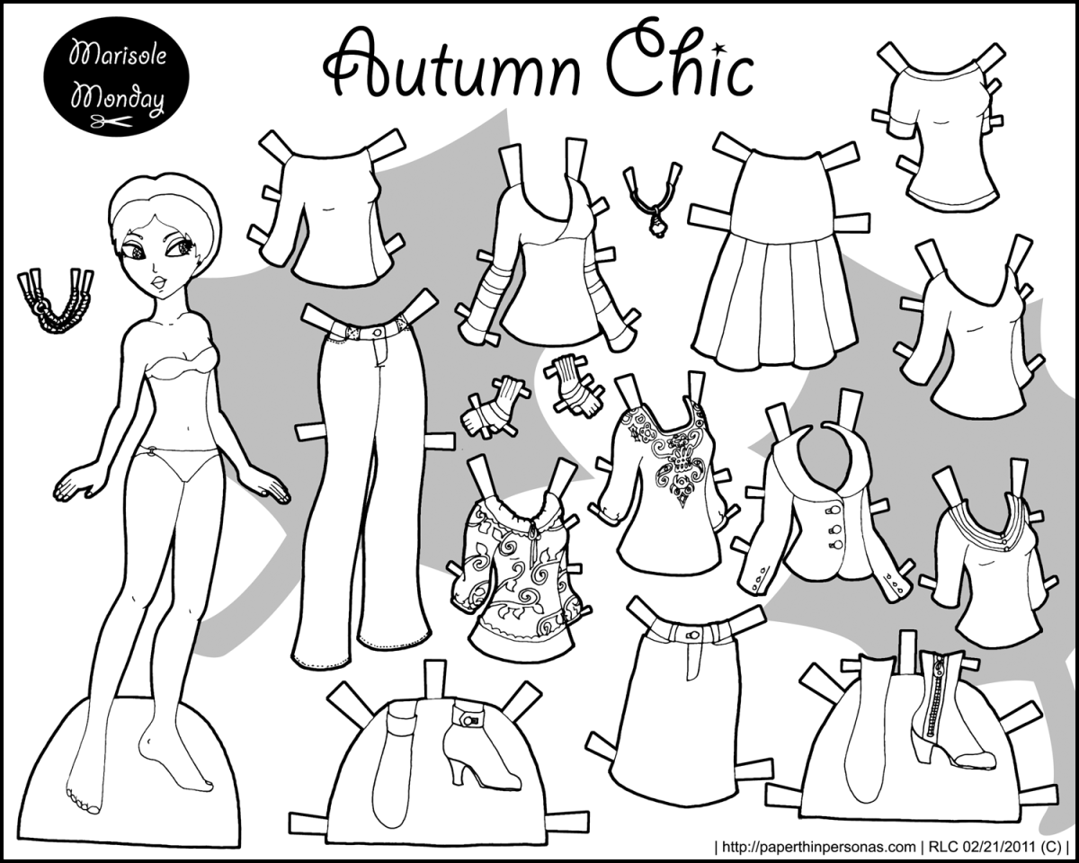 Бумажные куклы Marisole Monday раскраски