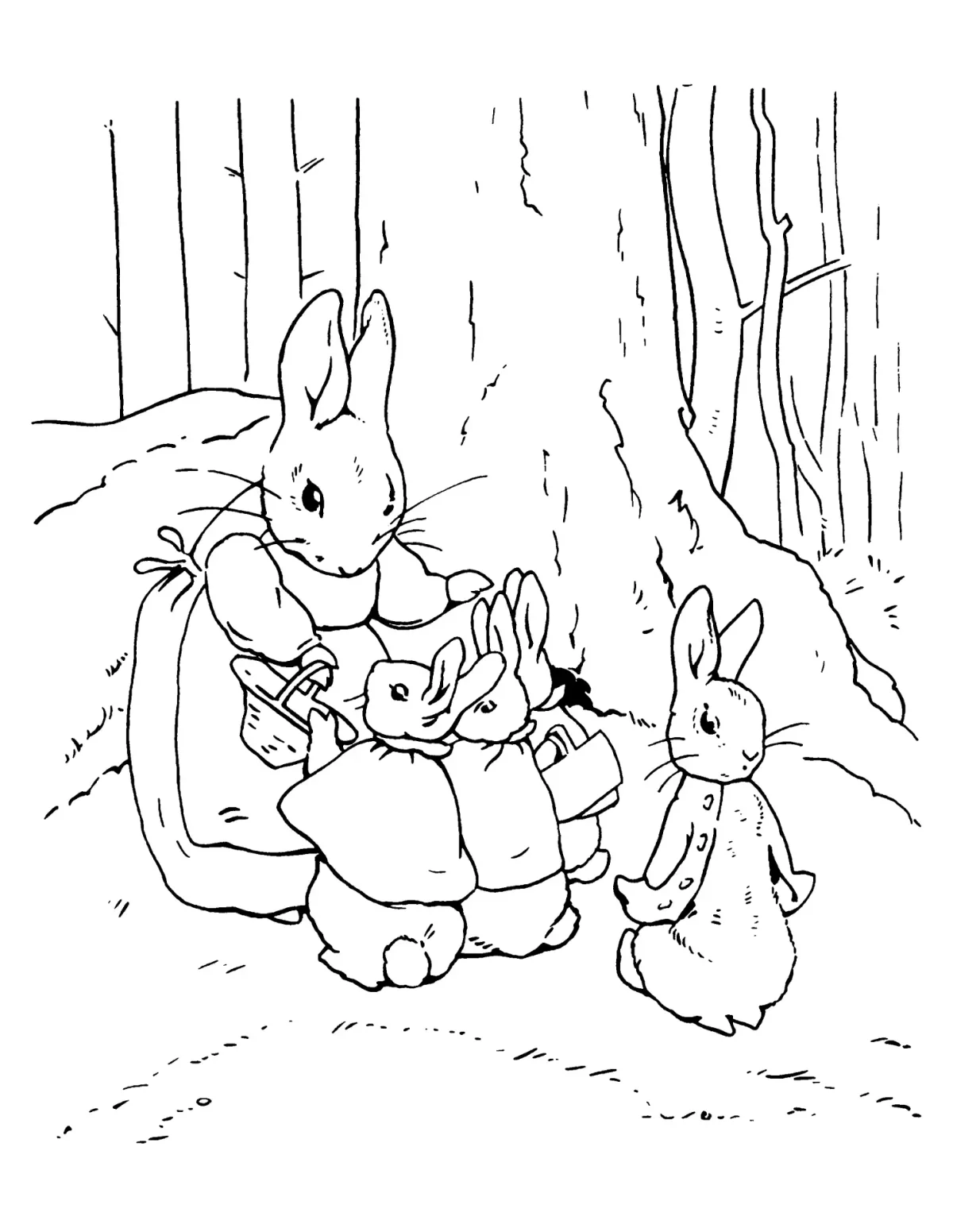 Раскраска семья зверей