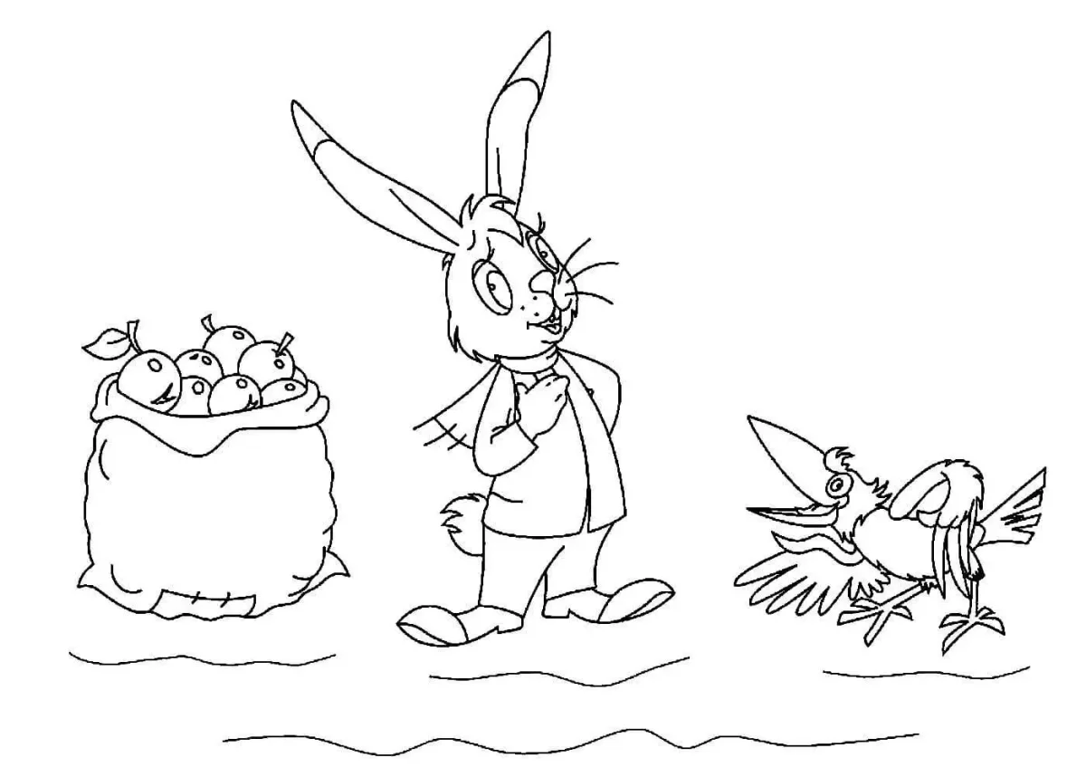 Раскраски по сказкам Сутеева мешок яблок