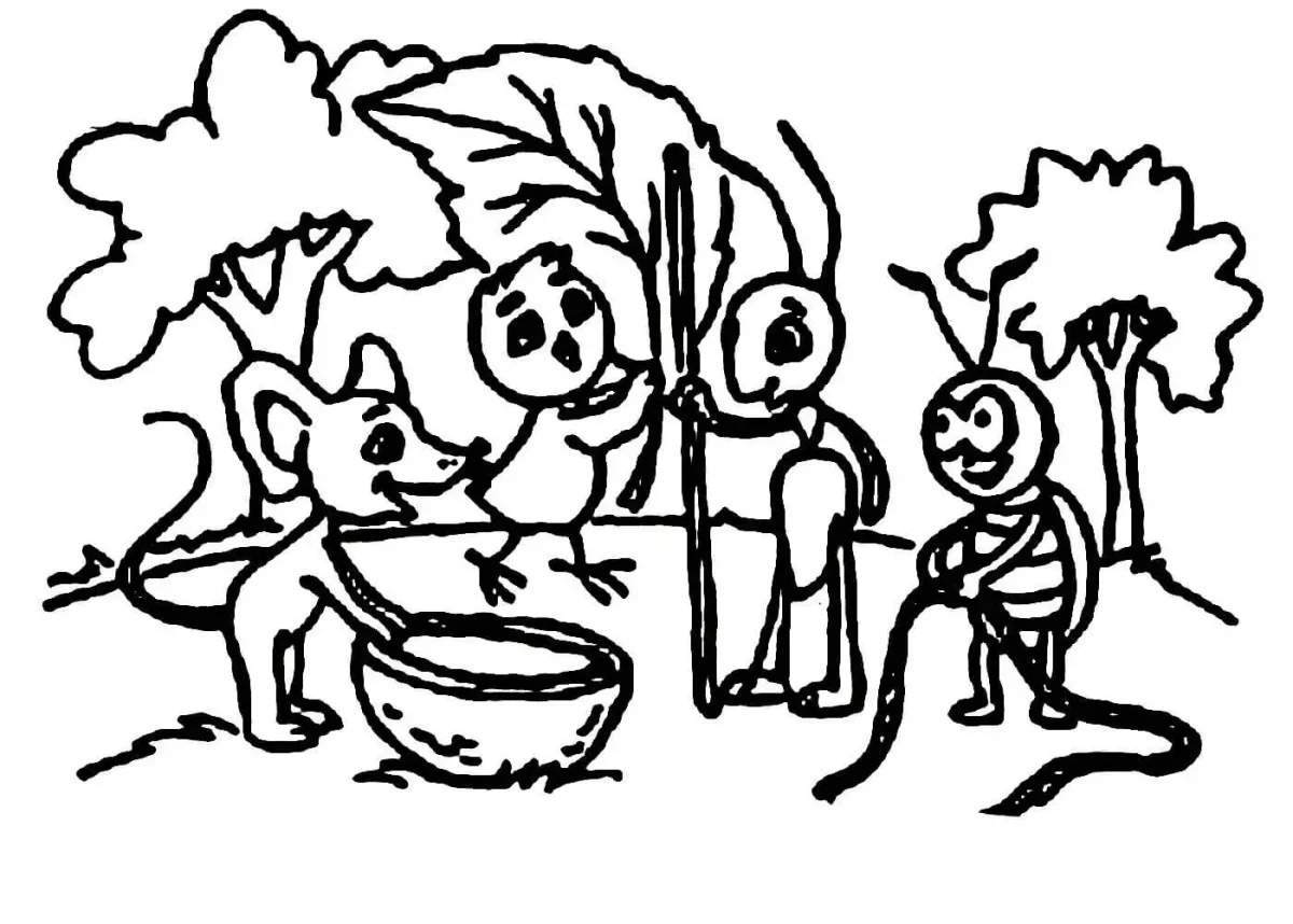 Раскраска для детей сказки дерево