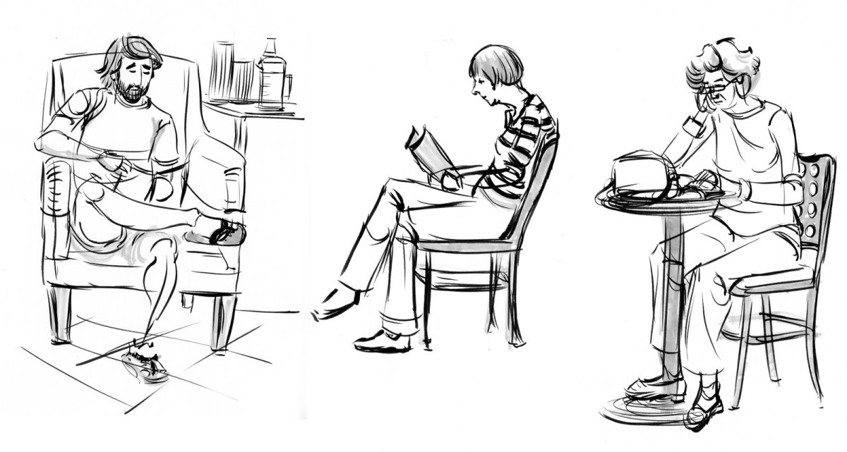 Эскиз сидящего человека