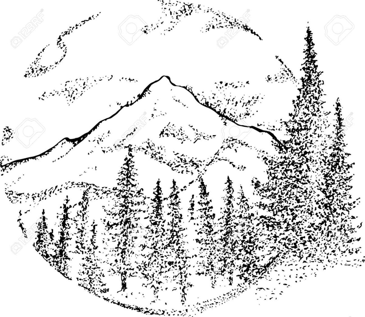 Эльбрус рисунок карандашом