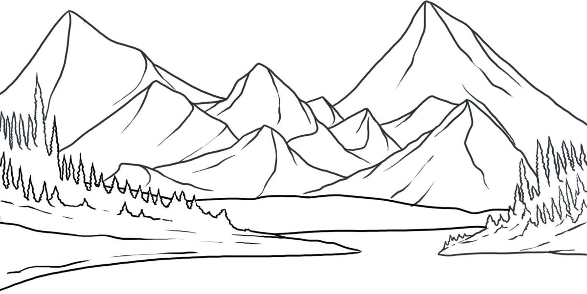 Горы раскраска для детей