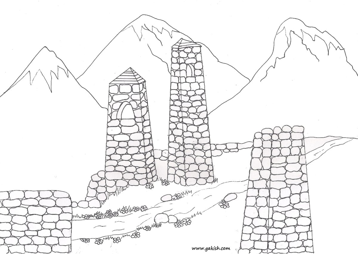 Башня Коста Хетагурова карандашом