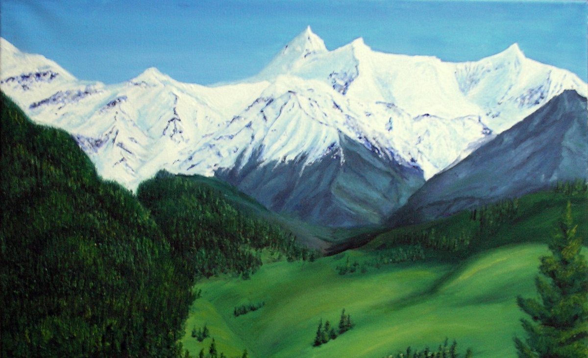 Горы красками