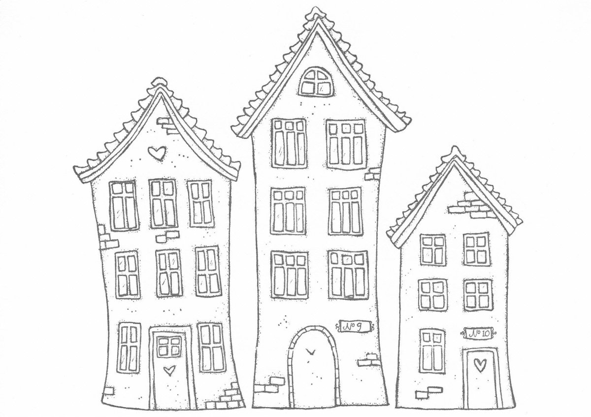 Дом с окошками раскраска