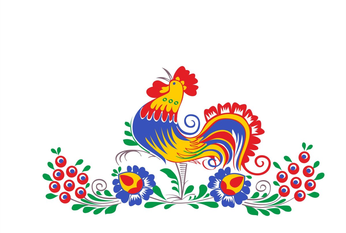 Городецкие узоры на белом фоне