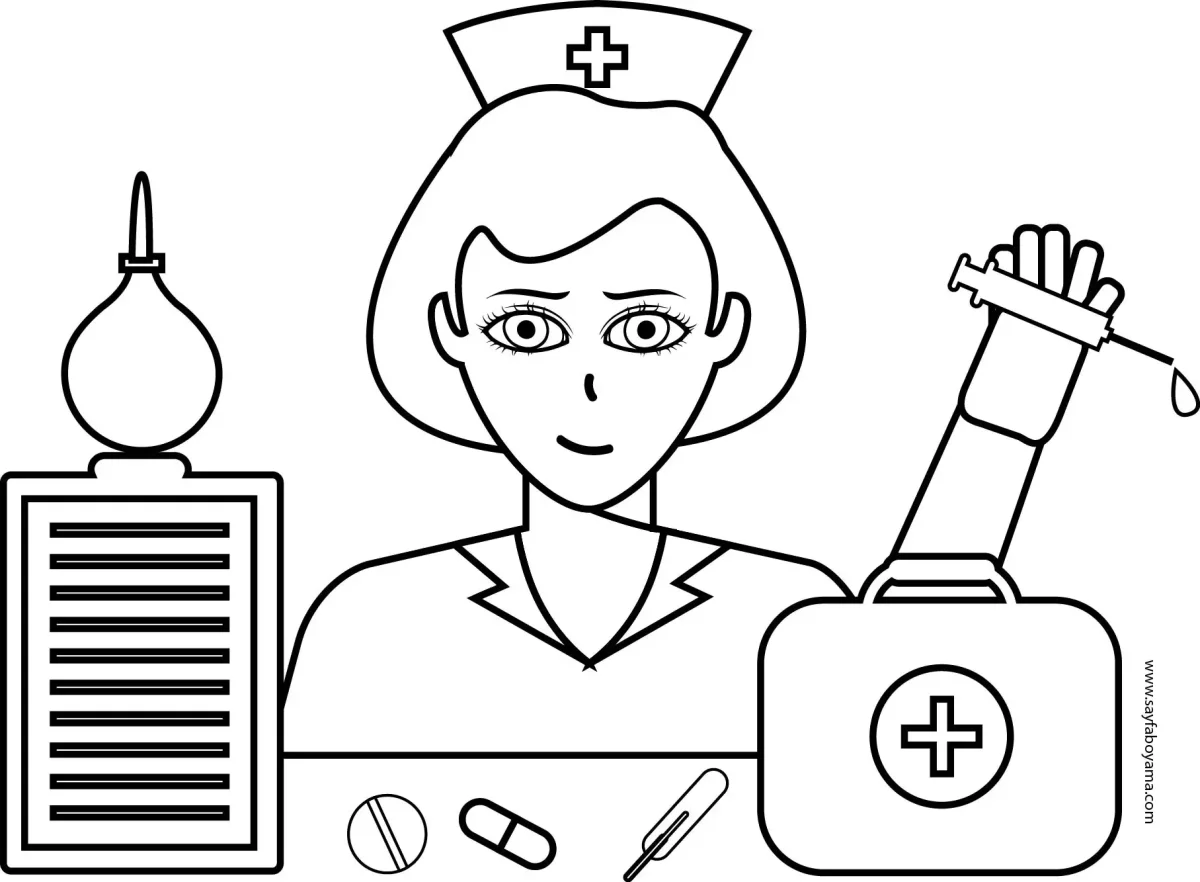 Раскраска медицинская сестра
