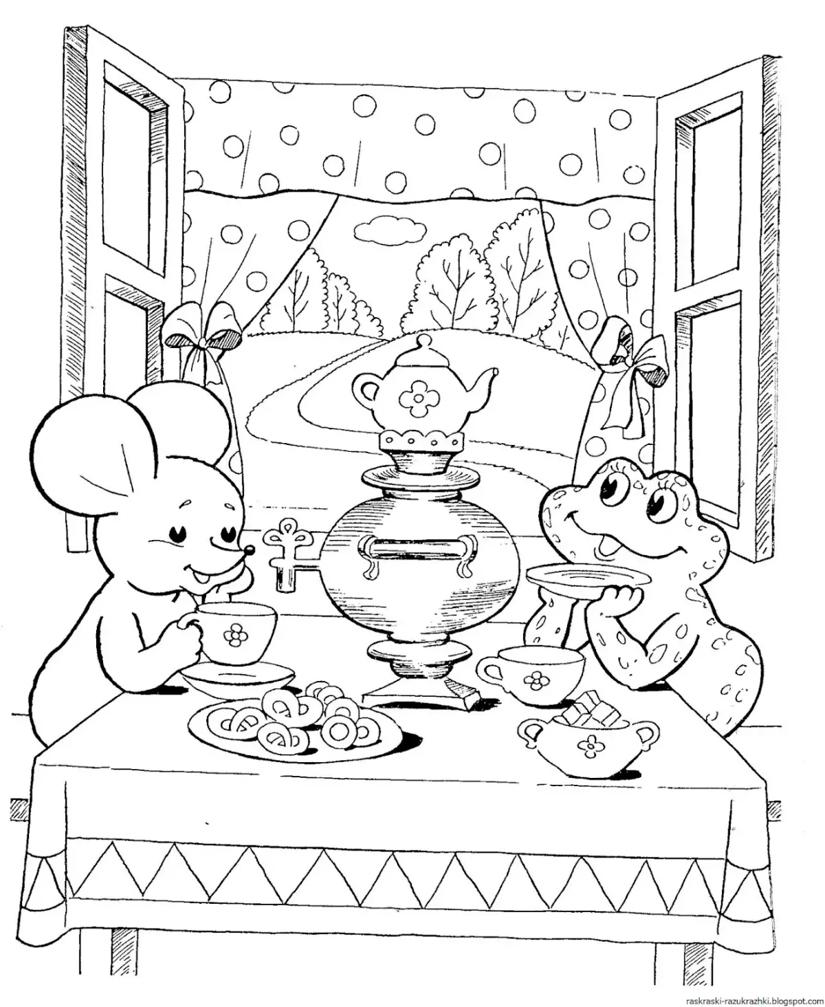 Раскраска натюрморт с посудой