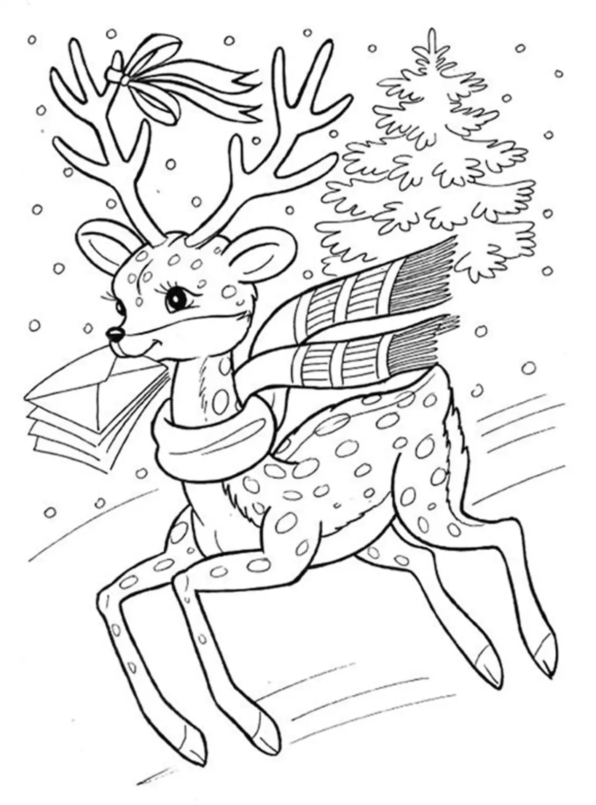 Новогодний олень трафарет