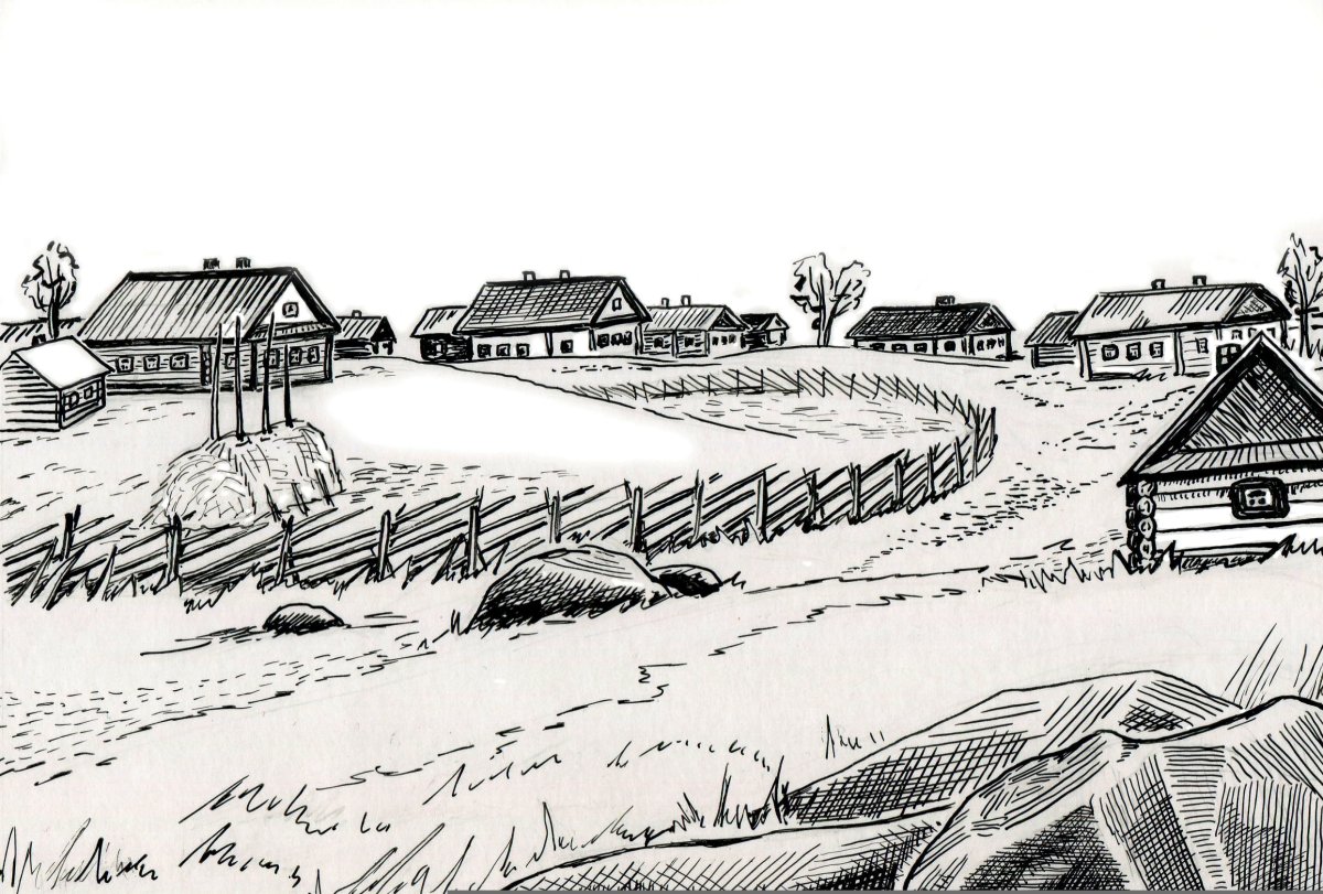 Деревня русская раскраска