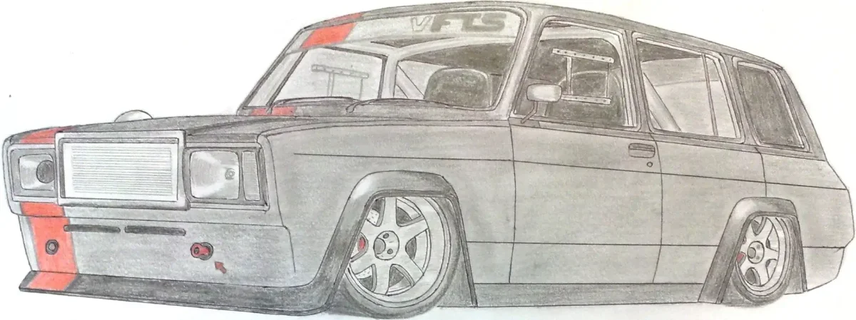 ВАЗ 2107 сзади карандашом