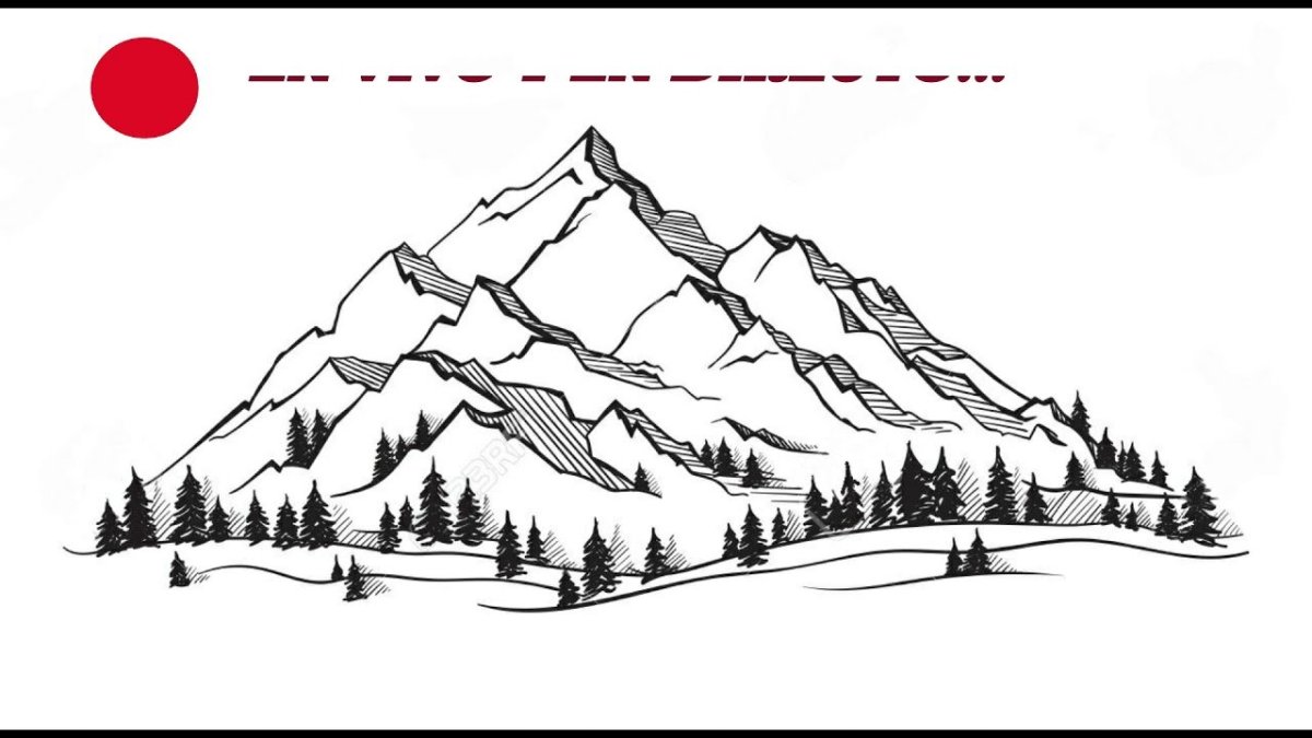 Горы и лес контур