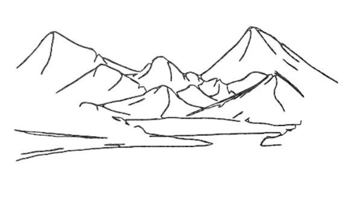 Контур гор рисунок