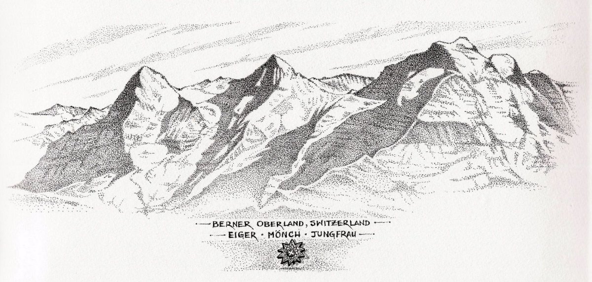 Картина горы Кавказа для выжигания