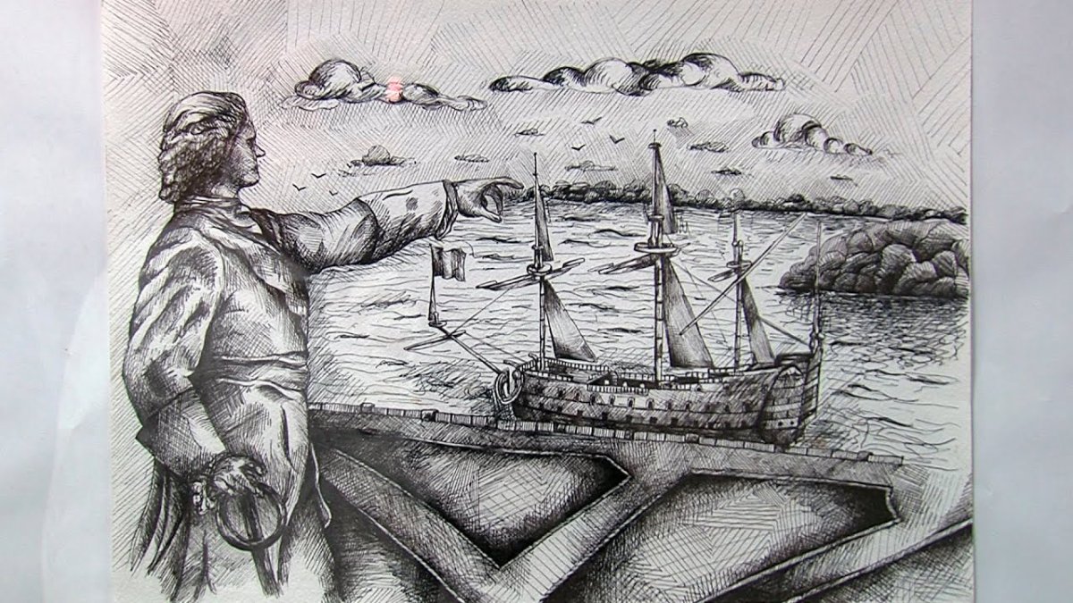 Пётр 1 рисунок карандашом