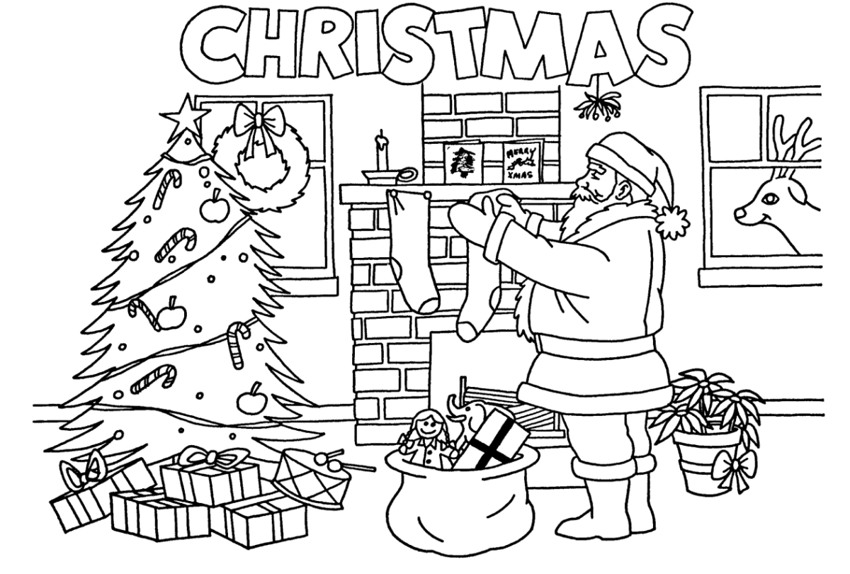 Раскраски к Рождеству с Санта Клаусом
