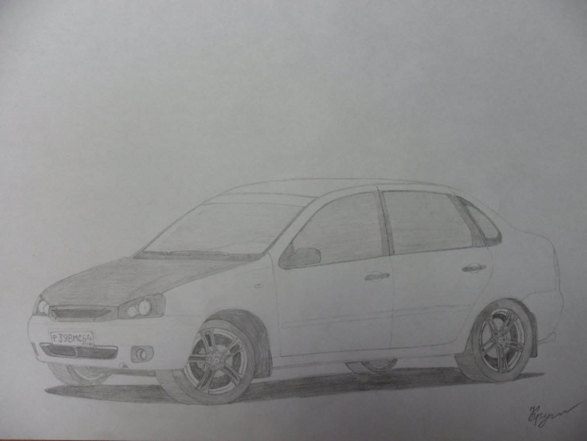 Лада Калина сбоку рисунок