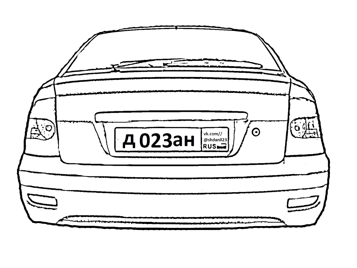 Лада Приора спереди раскраска