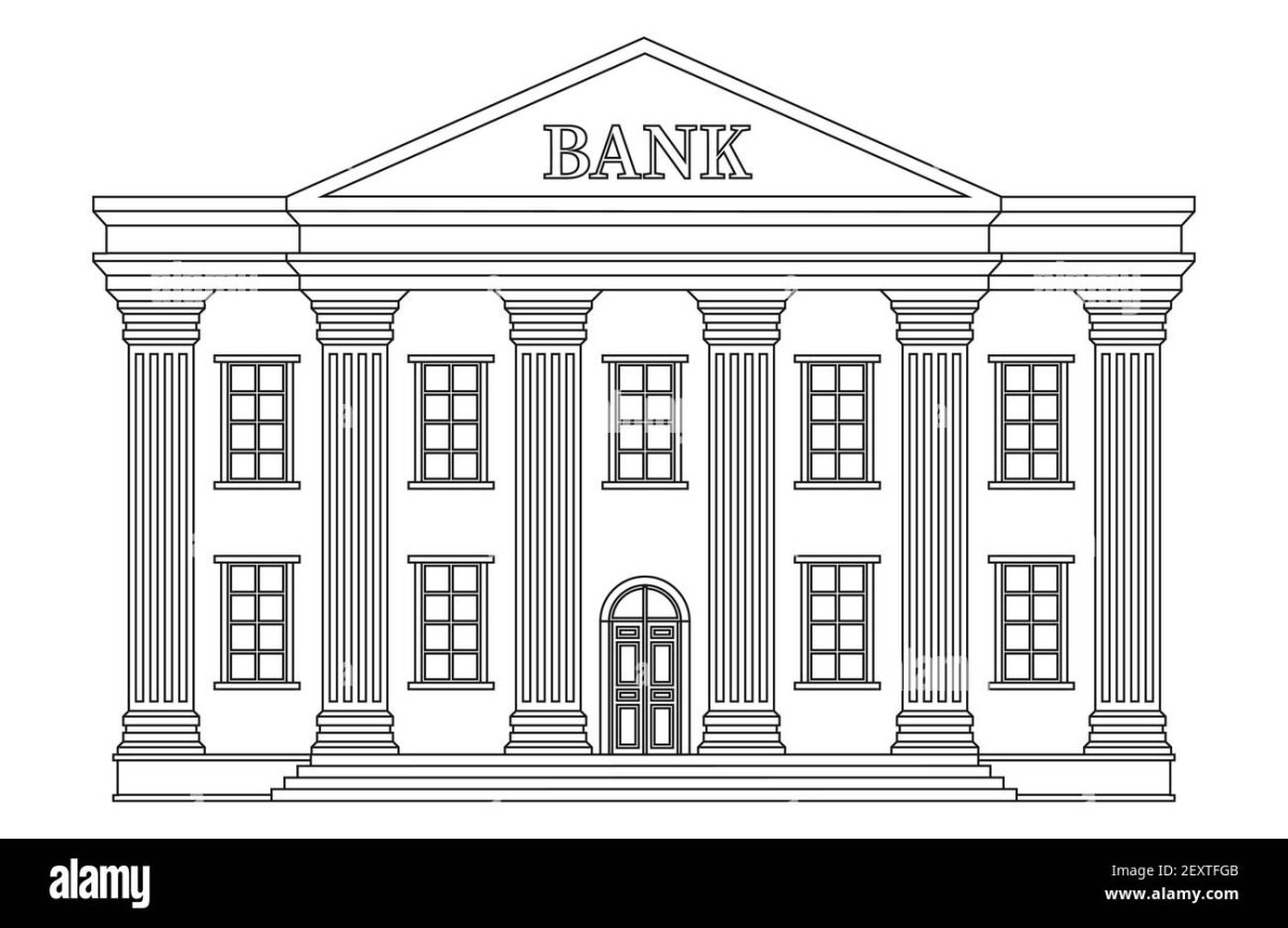 Банк здание раскраска для детей