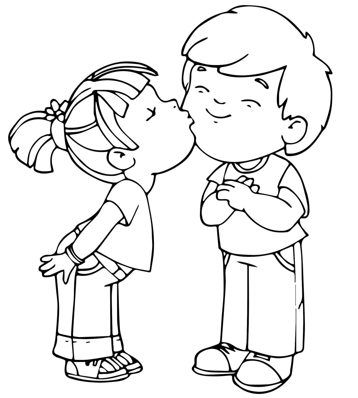 Мальчик и девочка рисунок раскраска