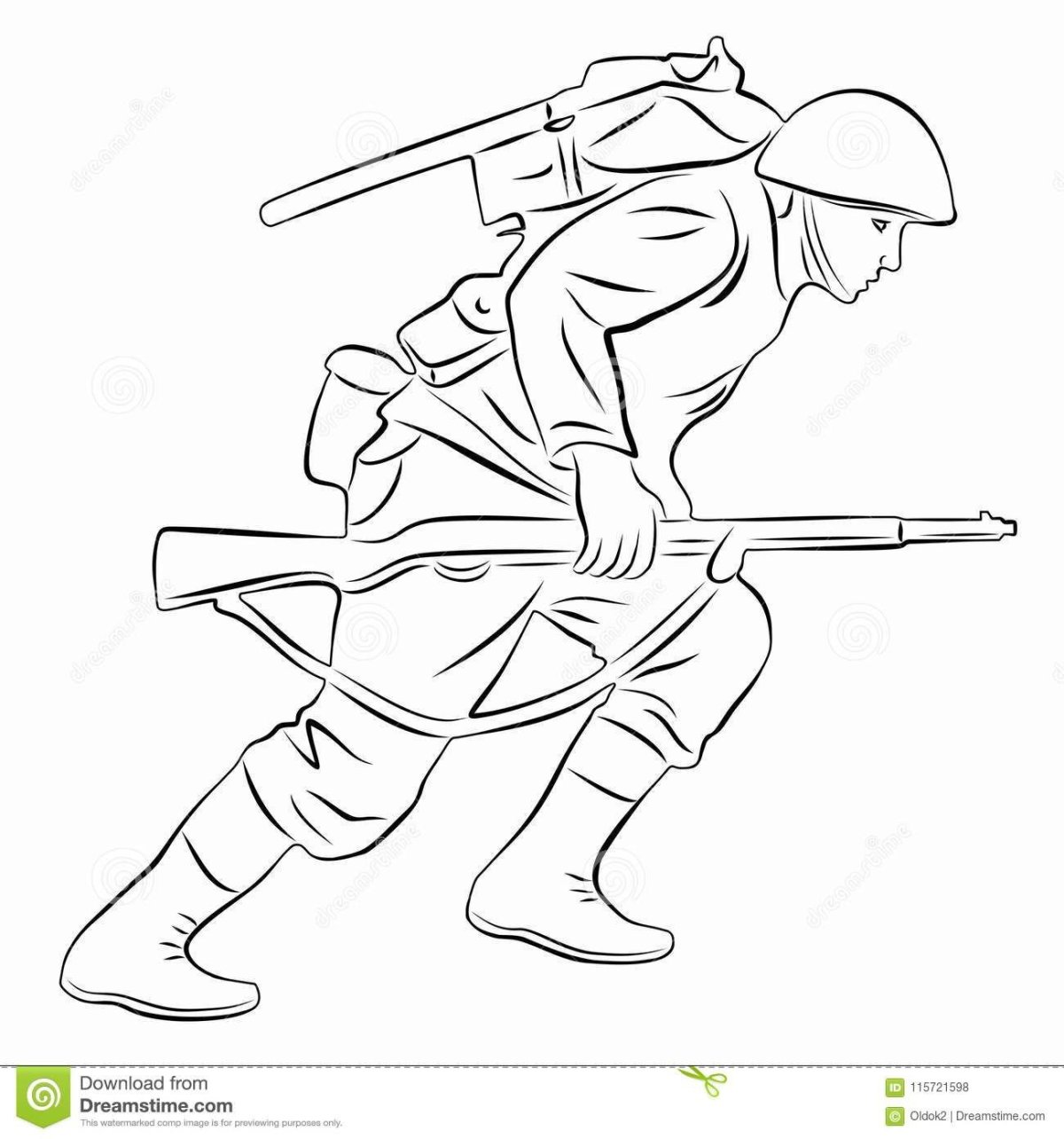 Трафарет солдата с ружьем