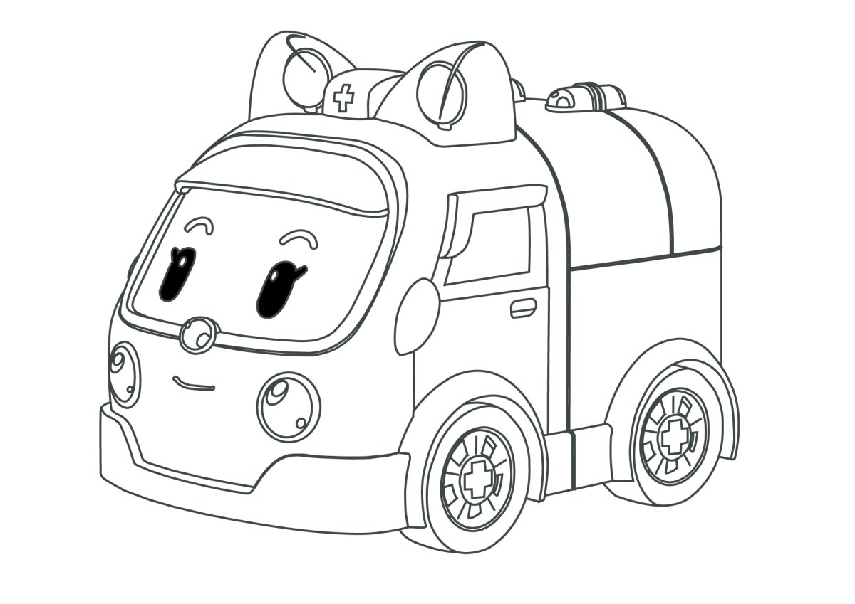 Раскраска Эмбер Робокар Поли а4