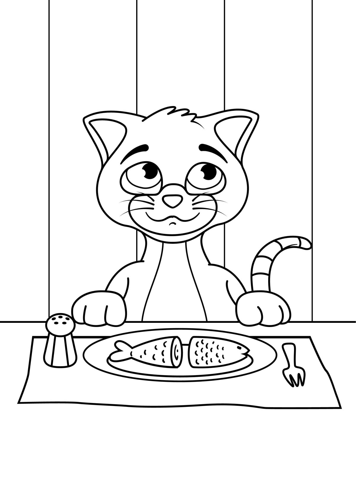 Котенок с короной раскраска