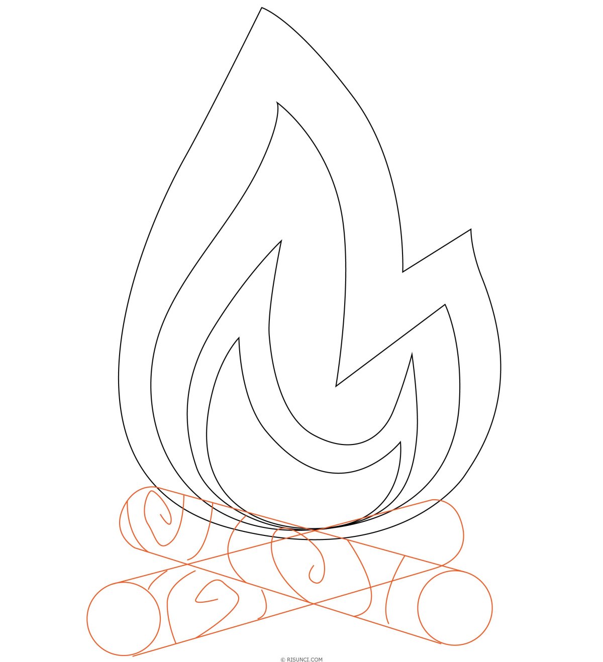 Раскраска пламя огня для детей