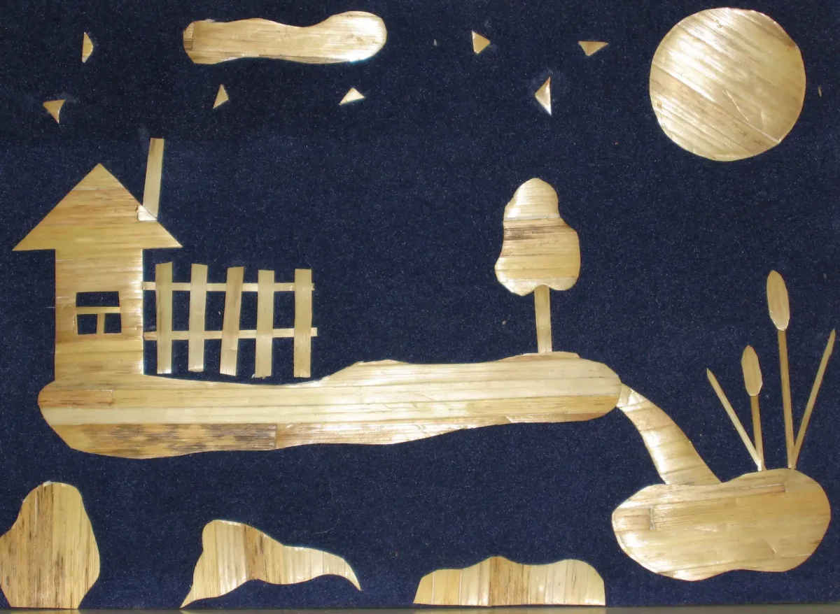 Валерий Козлов картины из соломки