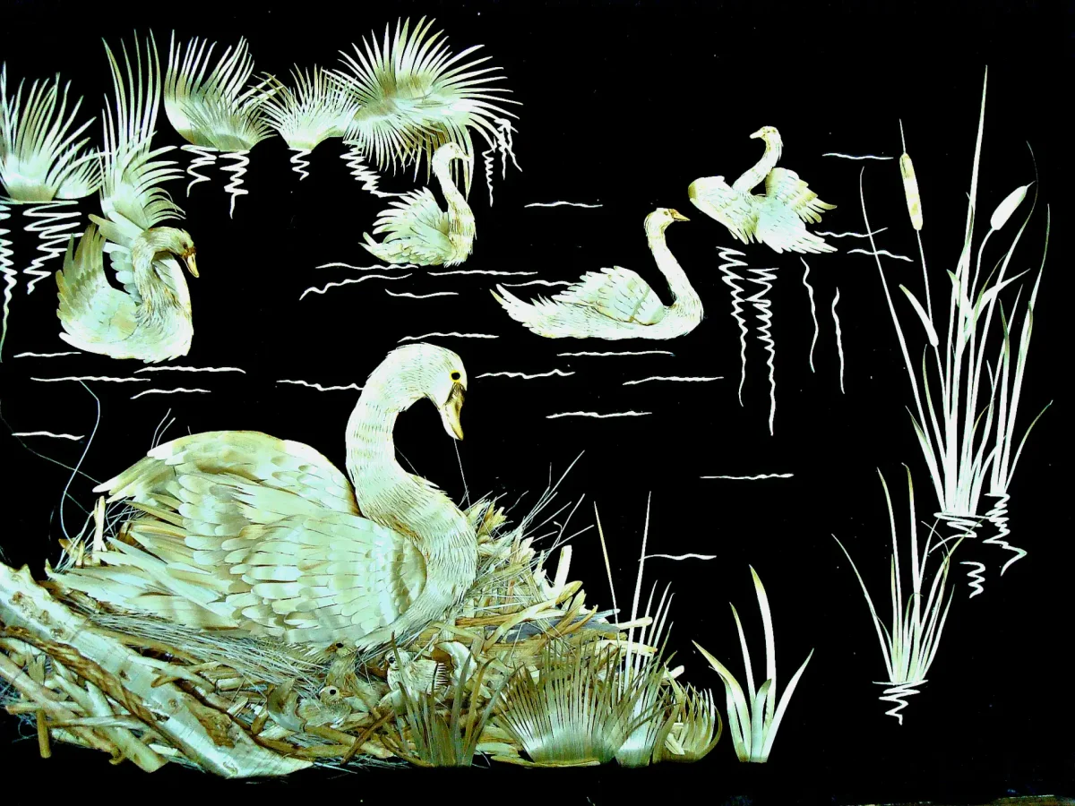 Объемная аппликация из соломки