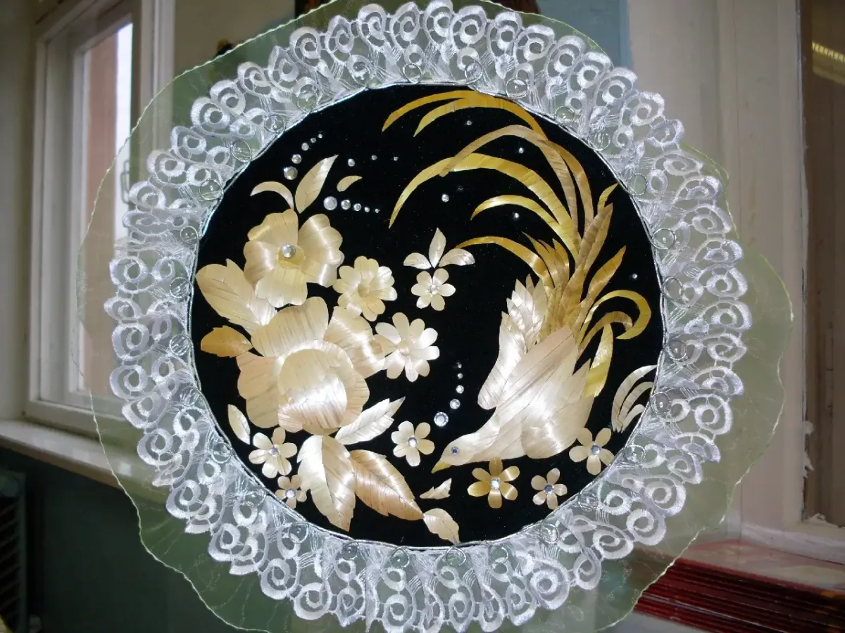 Снежинки плетеная из соломы