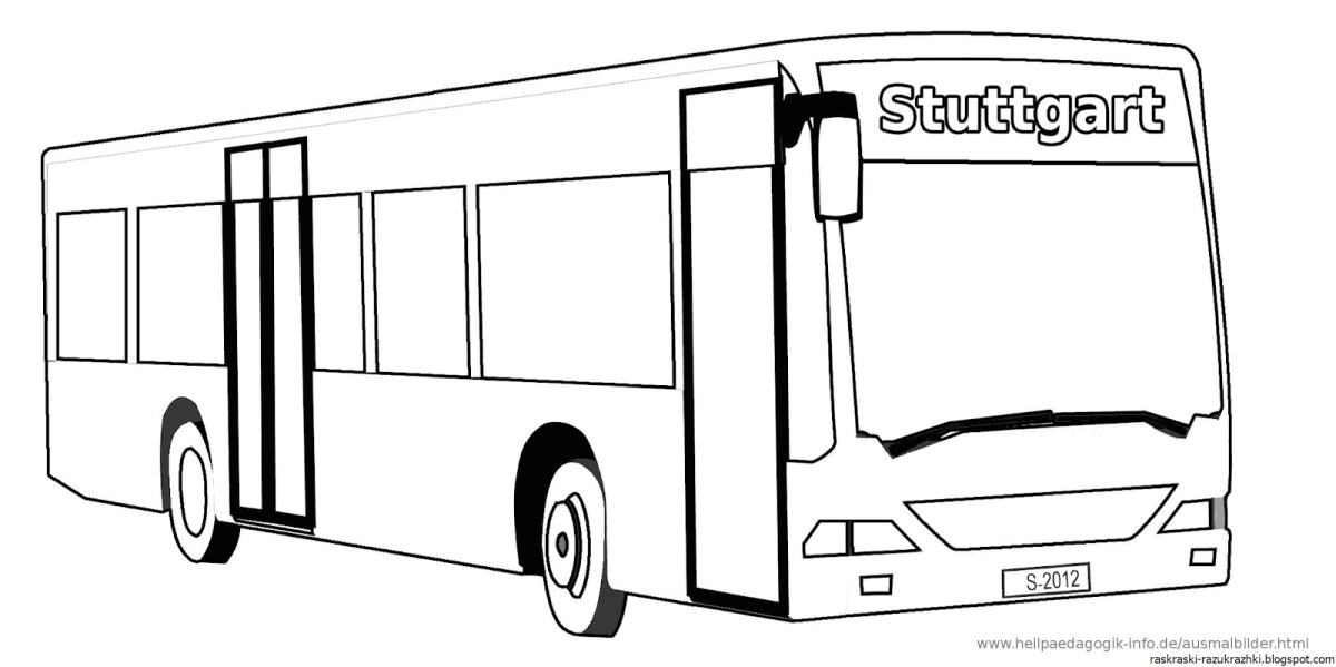 Автобус раскраска для детей