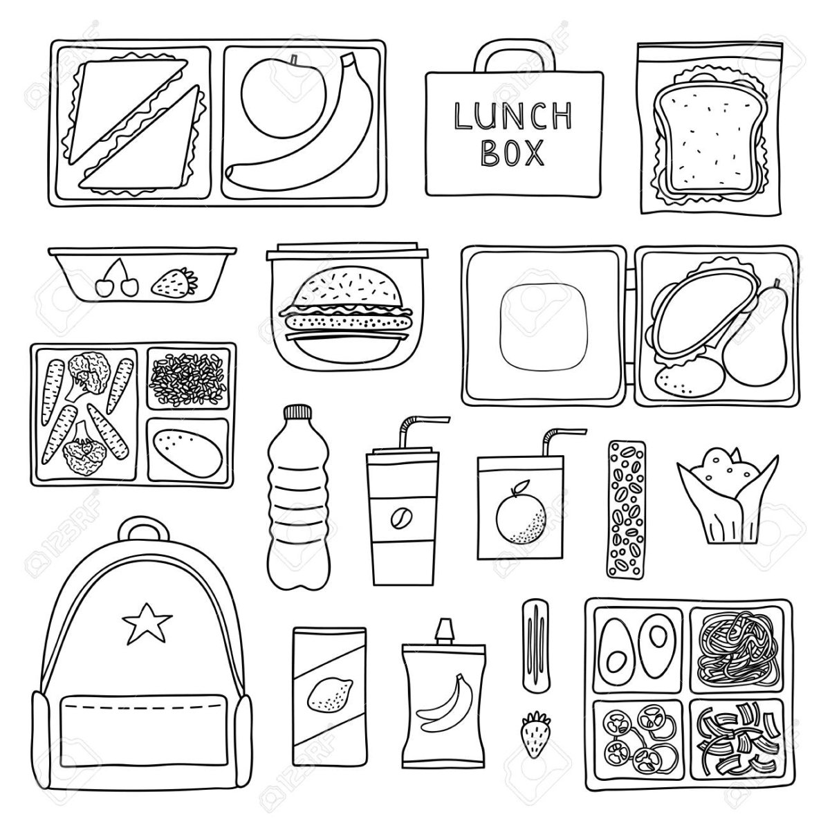 Еда из бумаги раскраска