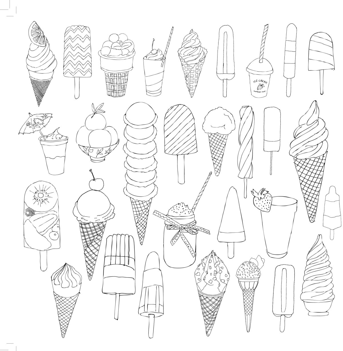 Раскраска антистресс мороженка