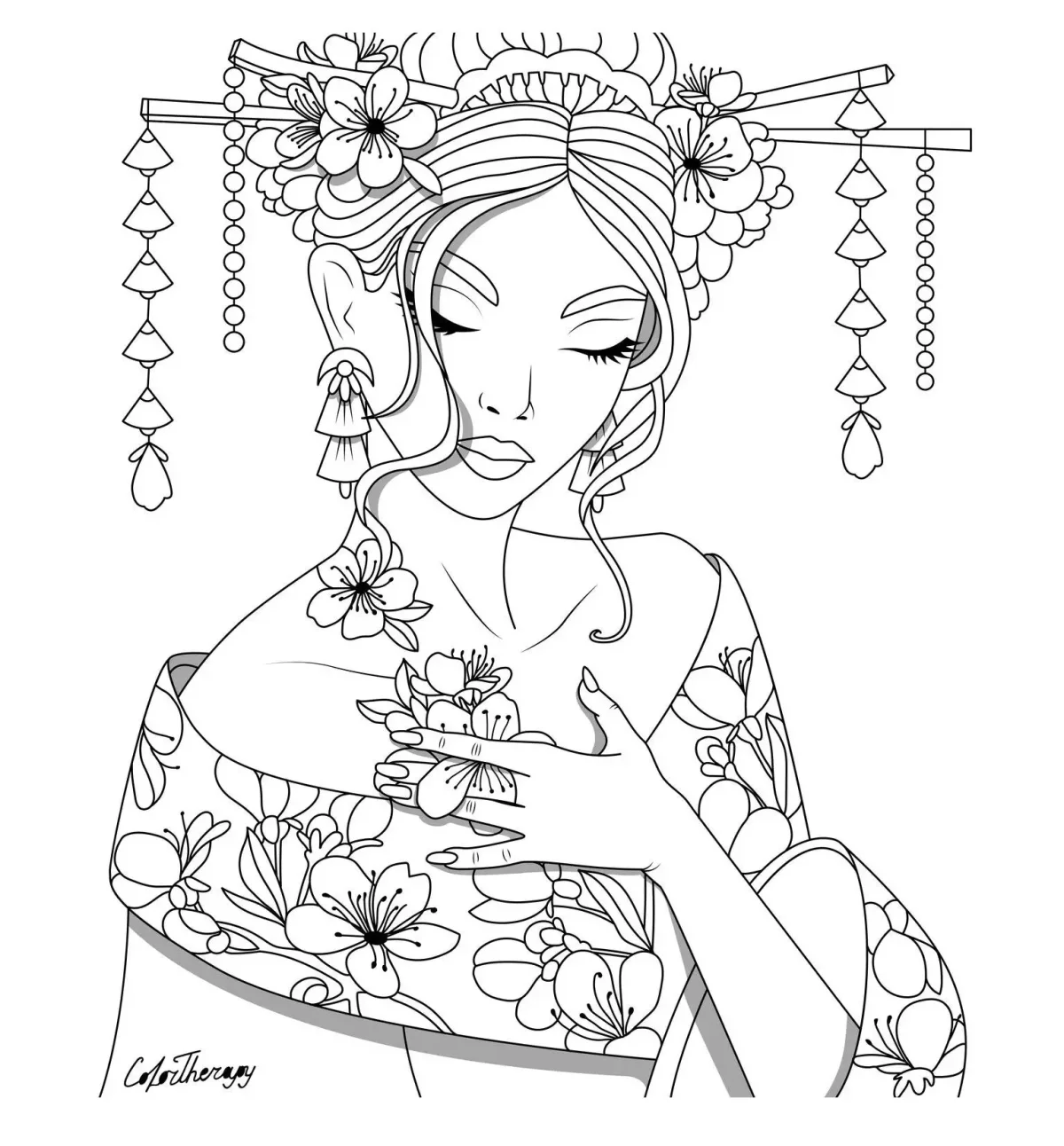 Бусы на шее раскраска