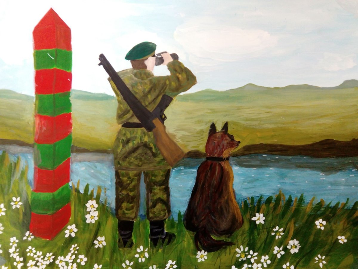 Полицейский с собакой рисунок