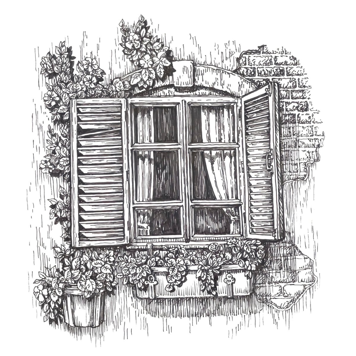 Окно в карандашном стиле