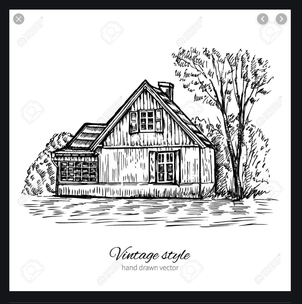 Домик в деревне силуэт