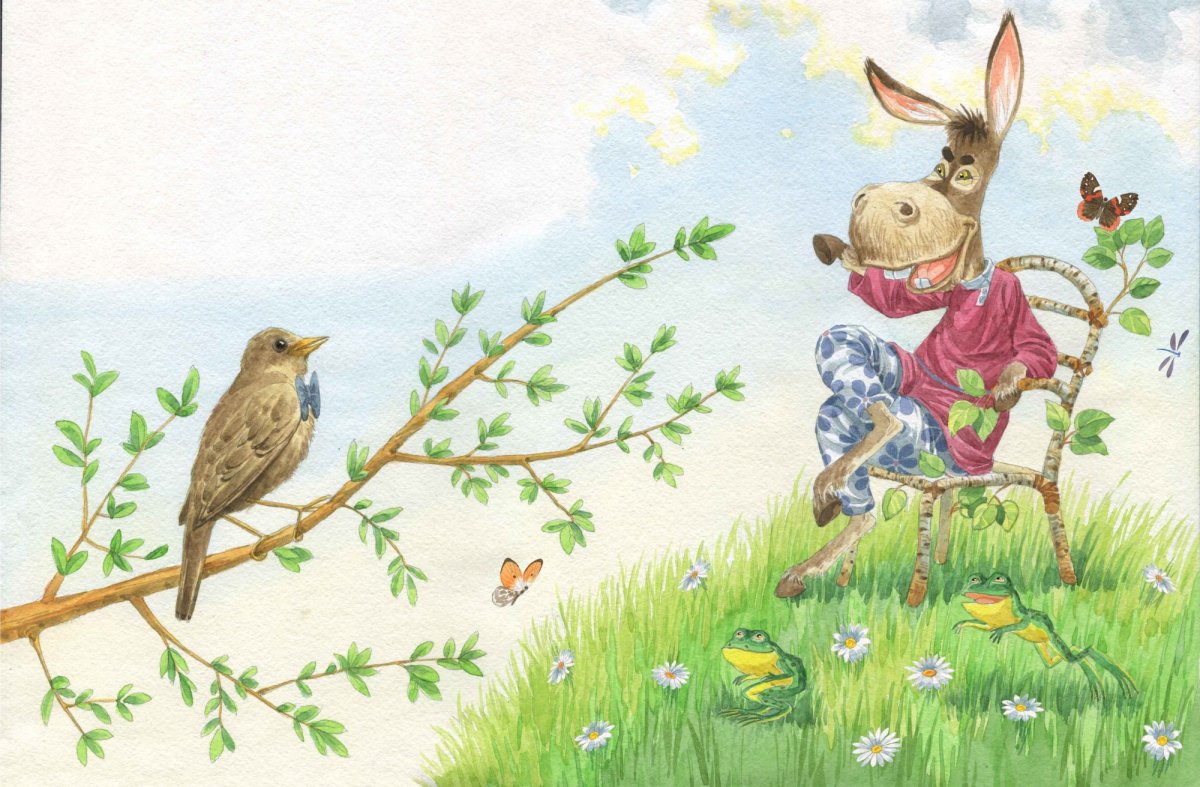 Басня Крылова осел и Соловей