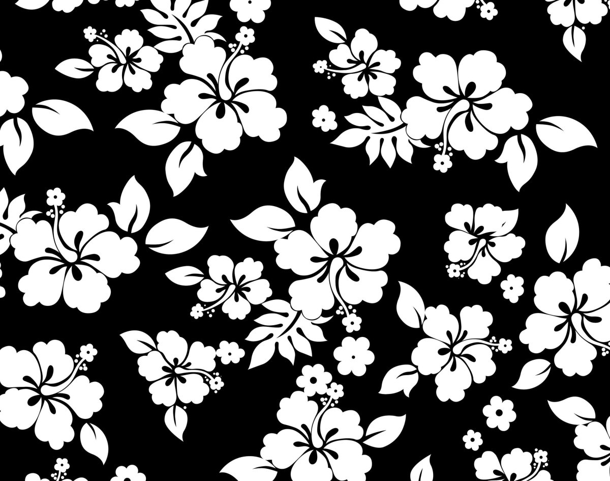 Цветочный принт черно белый