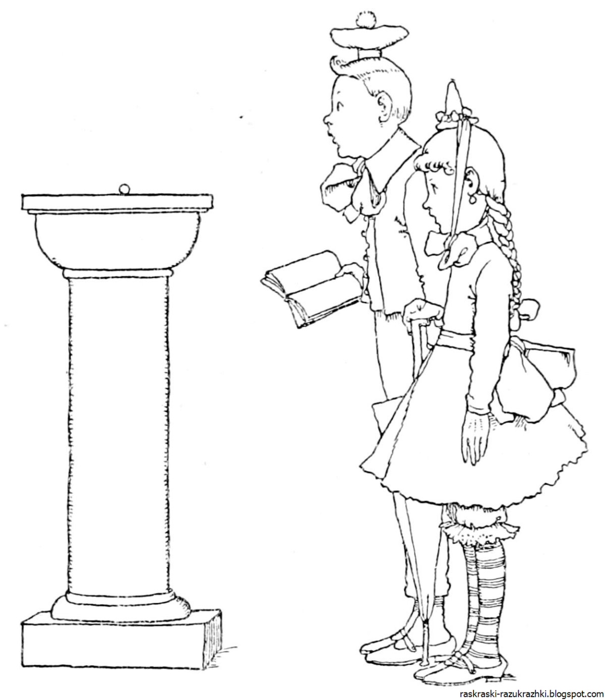 Раскраска дети на экскурсии
