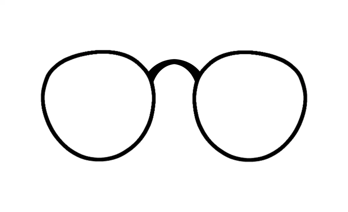 Белый знак с очками