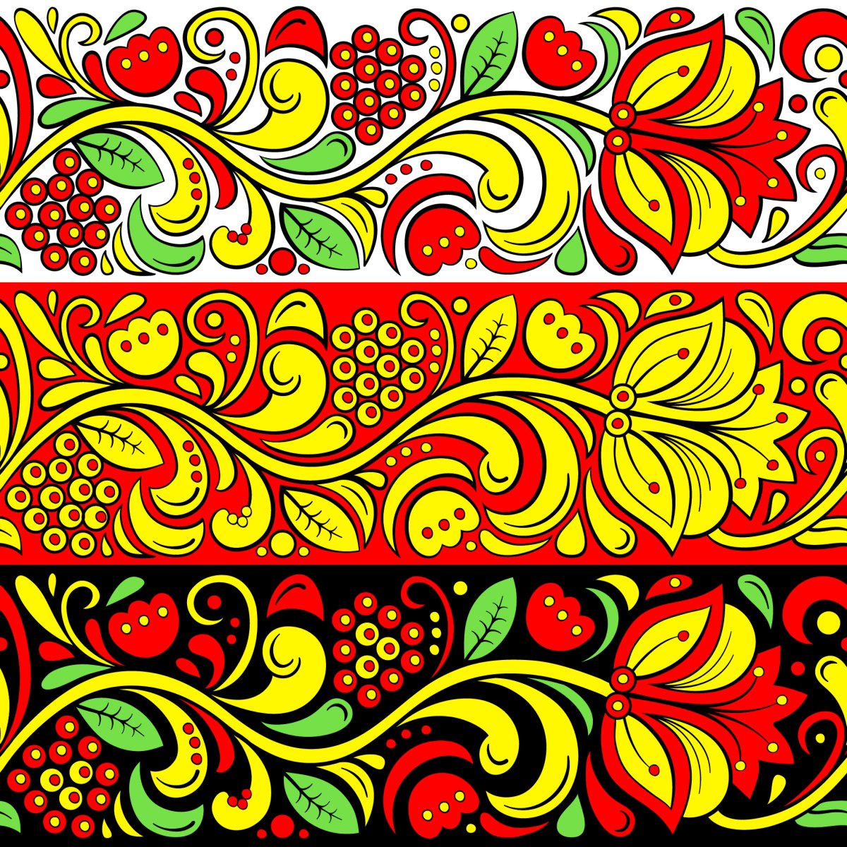 Пермогорская роспись орнамент в полосе