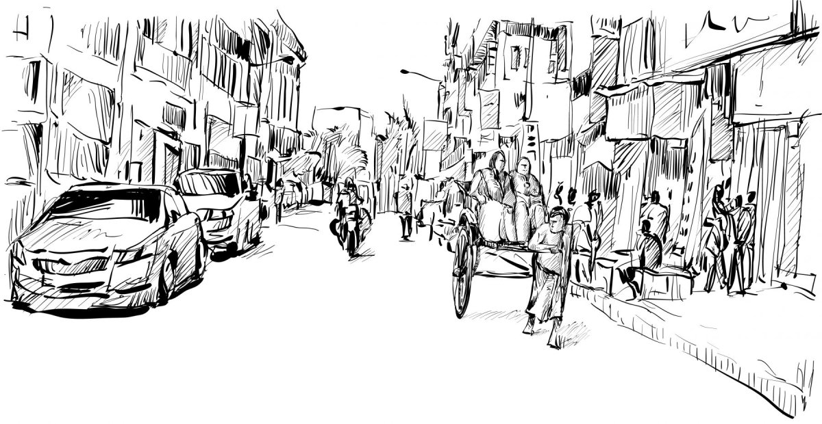 Рисунок города карандашом легкие и быстрые