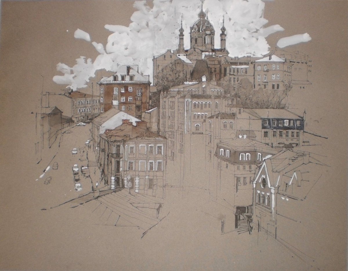 Городской пейзаж линером