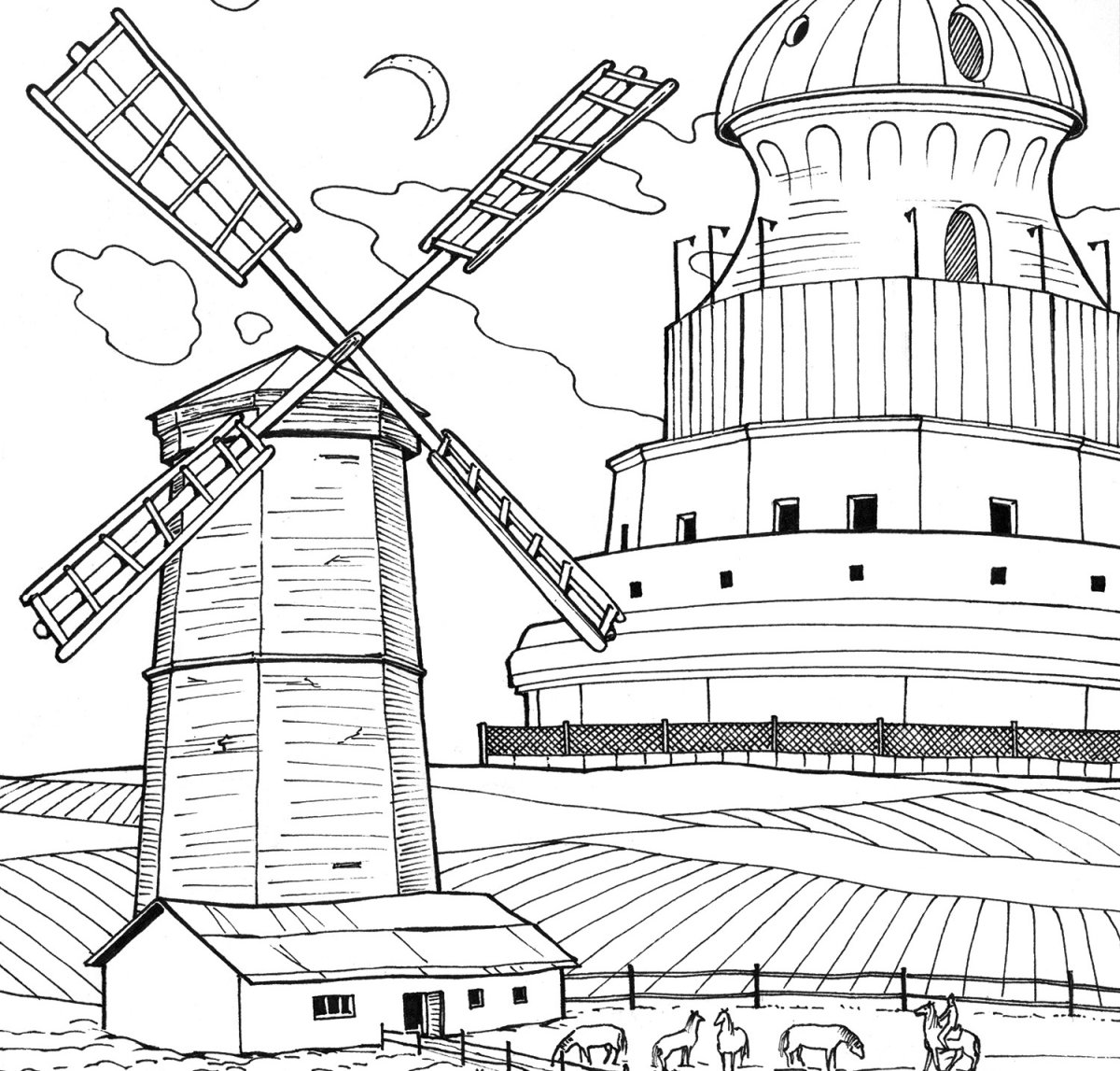 Мельница карандашом