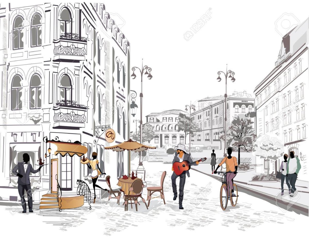 Эскиз улицы с домами